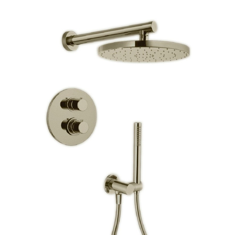 LaToscana Elba Brushed Nickel Thermostatic Shower Kit With Handheld Shower