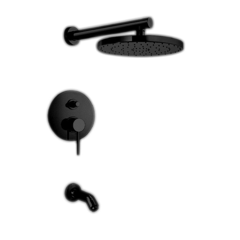 LaToscana Elba Matt Black Pressure Balance Tub & Shower Kit