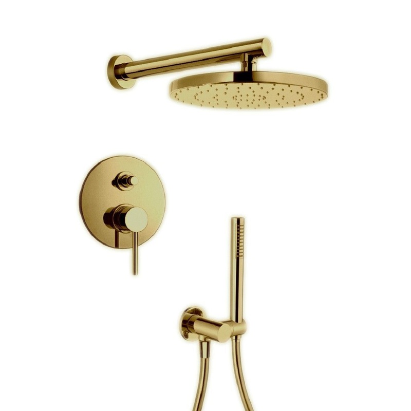 LaToscana Elba Matt Gold Pressure Balance Shower Kit With Handheld Shower