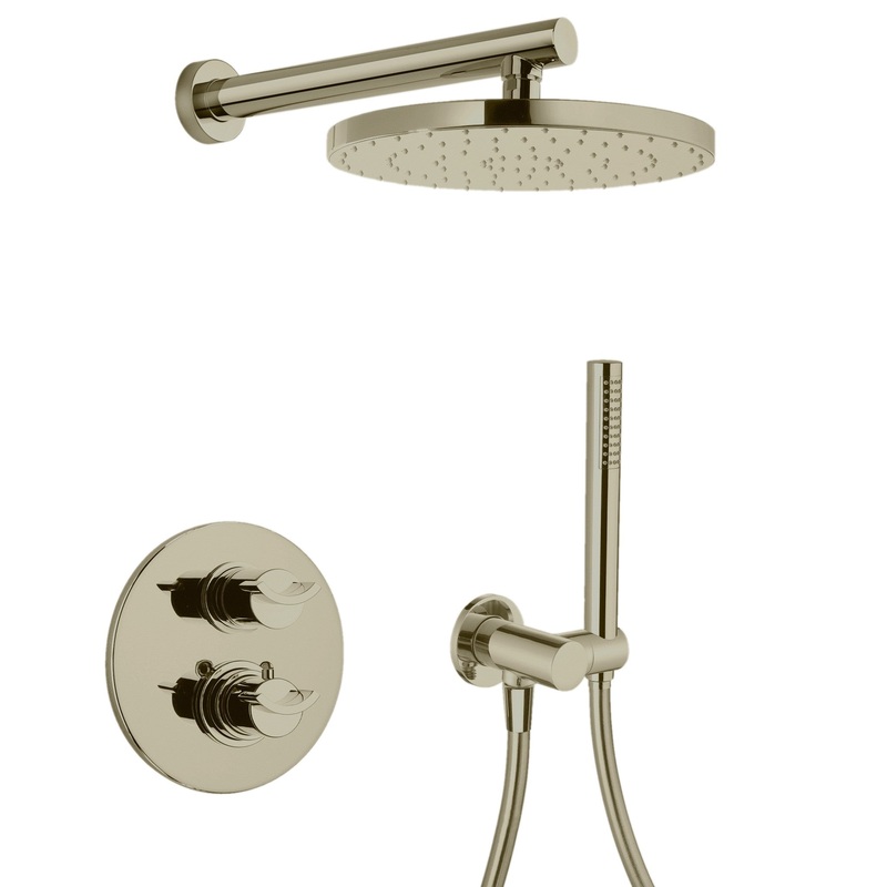 LaToscana Morgana Brushed Nickel Thermostatic Shower Kit With Handheld Shower