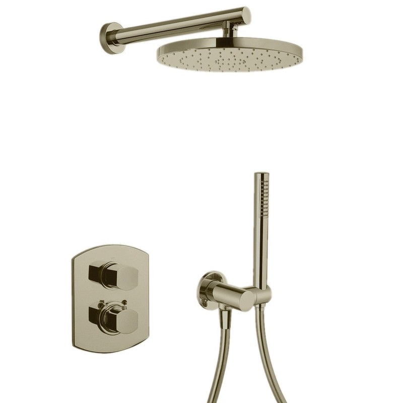 LaToscana Novello Brushed Nickel Thermostatic Shower Kit With Handheld Shower