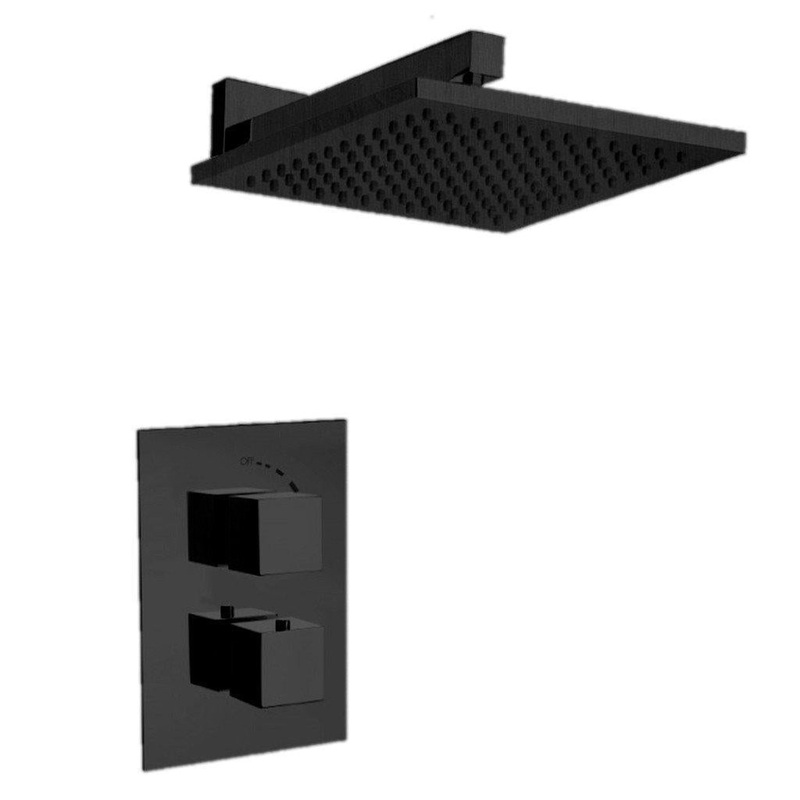 LaToscana Quadro Matt Black Thermostatic Shower Kit