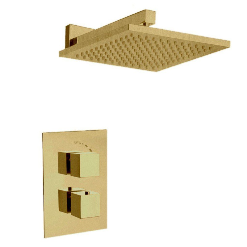 LaToscana Quadro Matt Gold Thermostatic Shower Kit