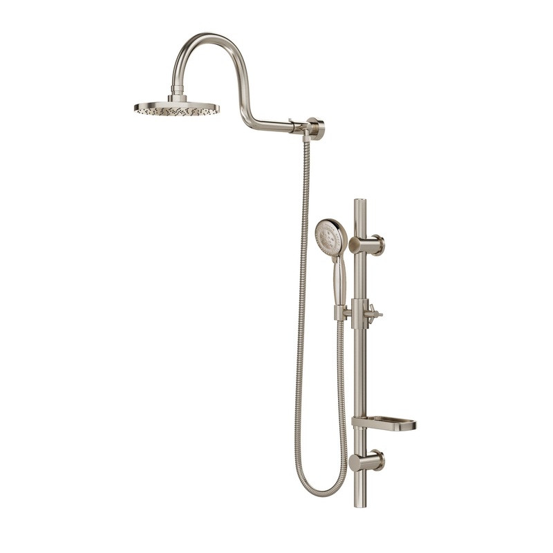 PULSE ShowerSpas AquaRain 2.5 GPM Shower System in Brushed Nickel Finish With Rain Shower Head and 5-Function Handheld Shower