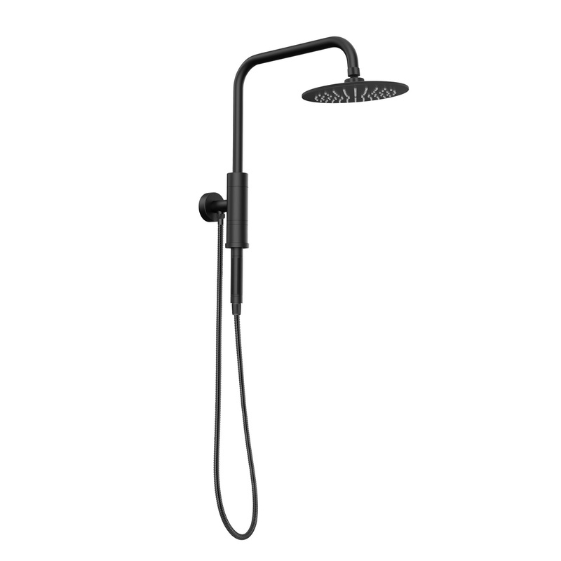 PULSE ShowerSpas Aquarius 1.8 GPM Shower System in Matte Black Finish With Rain Shower Head and Single Function Hand Shower