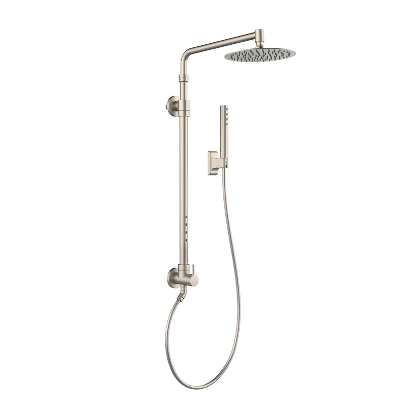 PULSE ShowerSpas Atlantis 1.8 GPM Rain Shower System in Brushed Nickel Finish With 5-Power Nozzle Spray and Single Function Hand Shower