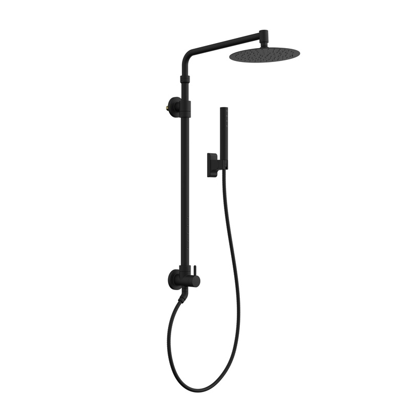 PULSE ShowerSpas Atlantis 1.8 GPM Rain Shower System in Matte Black Finish With 5-Power Nozzle and Single Function Hand Shower
