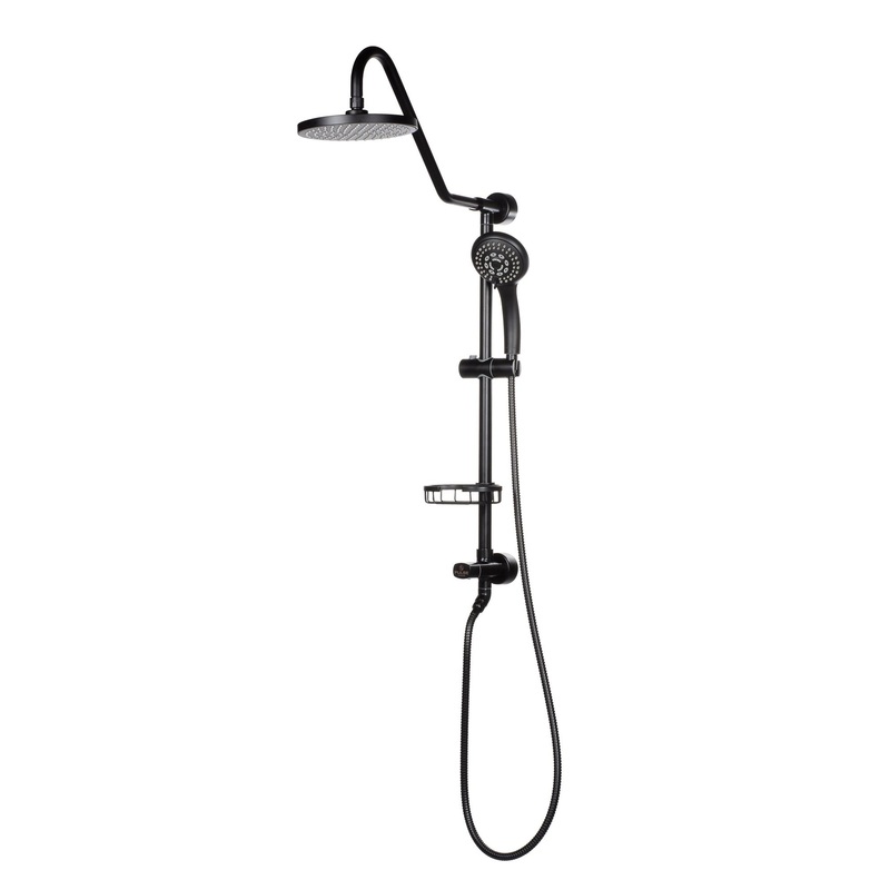 PULSE ShowerSpas Kauai III 1.8 GPM Rain Shower System in Matte Black Finish With 5-Function Hand Shower