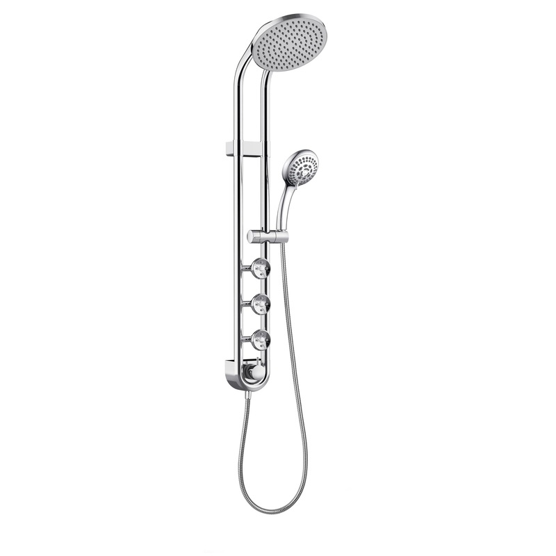 PULSE ShowerSpas Saturn 2.5 GPM Rain Shower System in Chrome Finish With 3 Power Spray Body Jets and 5-Function Hand Shower