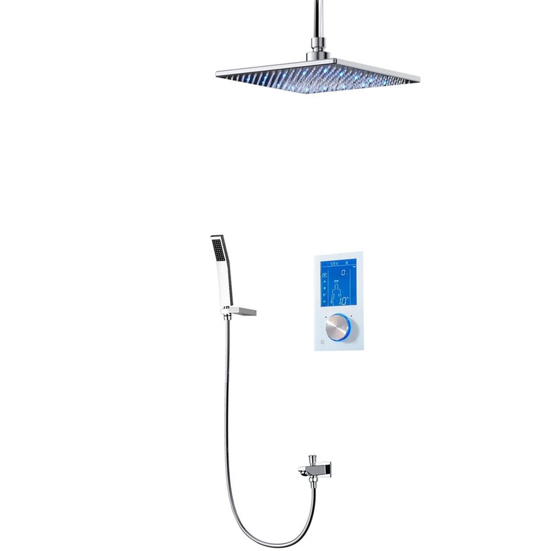 Fontana Flavia 10" Ceiling Mounted Digital Color Changing LED Rainfall Shower Set With Hand Shower