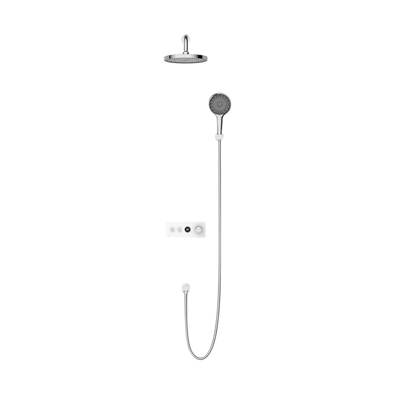 Fontana Rimini Creative Luxury Chrome Round Wall-Mounted Digital Mixer Rainfall Shower System With Hand Shower