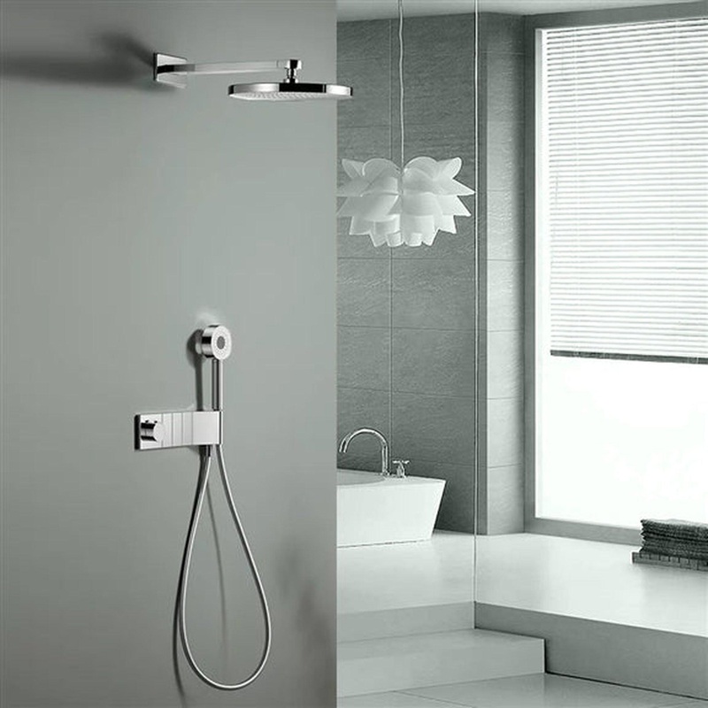 Fontana Rimini Creative Luxury Chrome Round Wall-Mounted Luxury 6-Spray Setting High Pressure Rain Thermostatic Shower System With Hand Shower