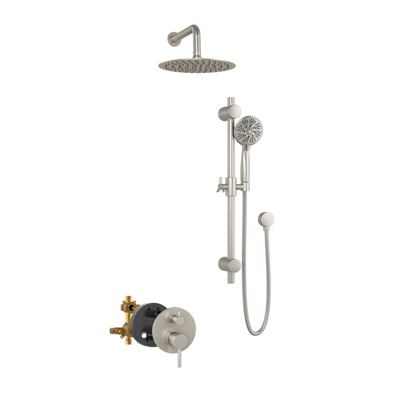 PULSE ShowerSpas Refuge Rain Shower Head 5-Function Hand Shower 1.8 GPM Shower System Combo in Brushed Nickel Finish