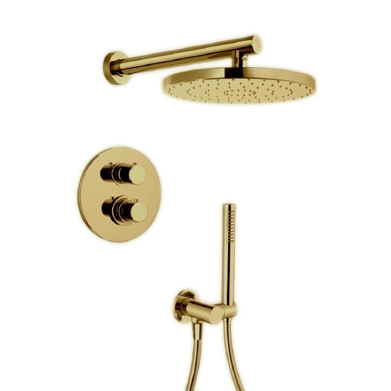 LaToscana Elba Matt Gold Thermostatic Shower Kit With Handheld Shower