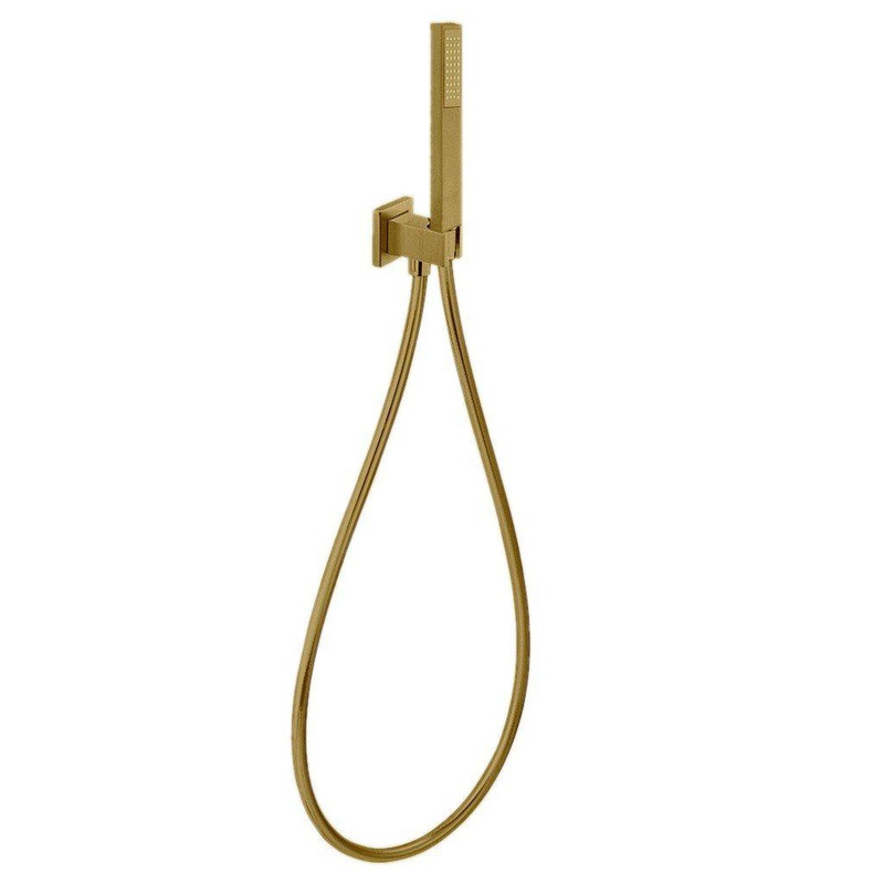 LaToscana Quadro Matt Gold Wall-Mounted Brass Hand Shower Kit