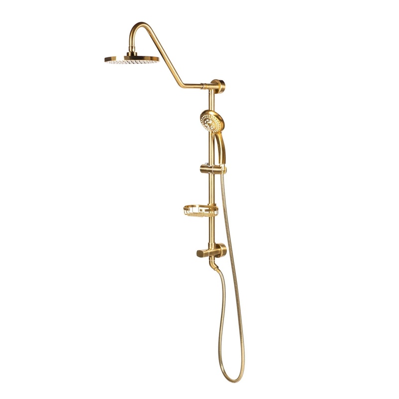 PULSE ShowerSpas Kauai III 2.5 GPM Rain Shower System in Brushed Gold Finish With 5-Function Hand Shower