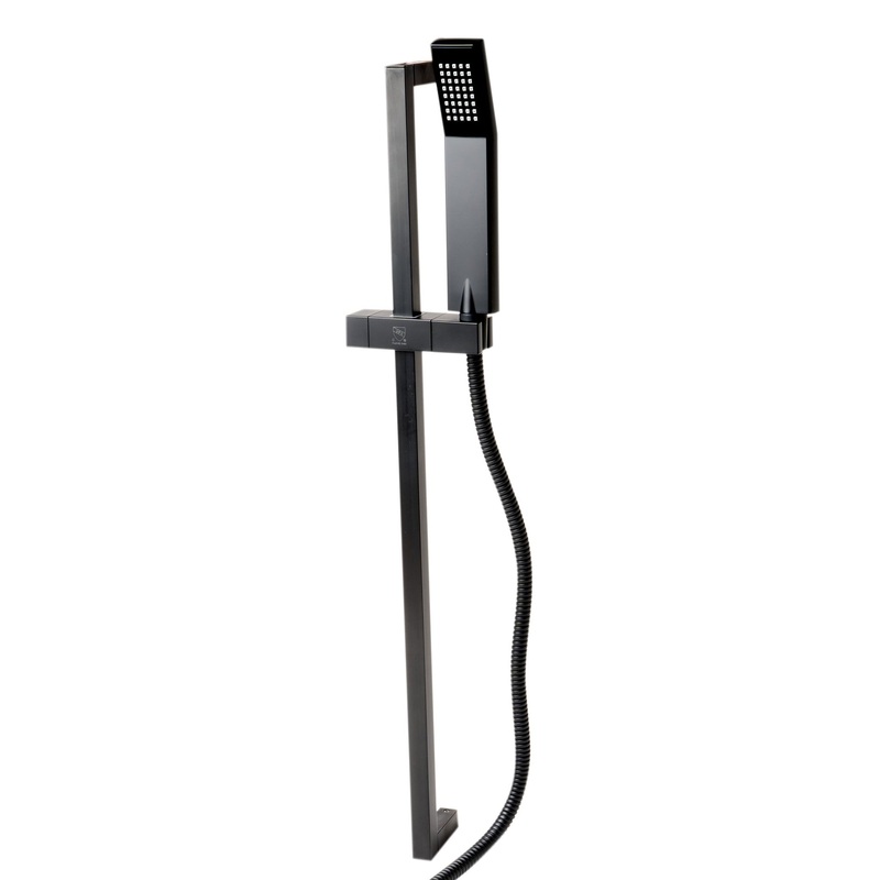 ALFI Brand AB7606-BM Black Matte Wall-Mounted Sliding Rail Hand Held Shower Head Set With Hose