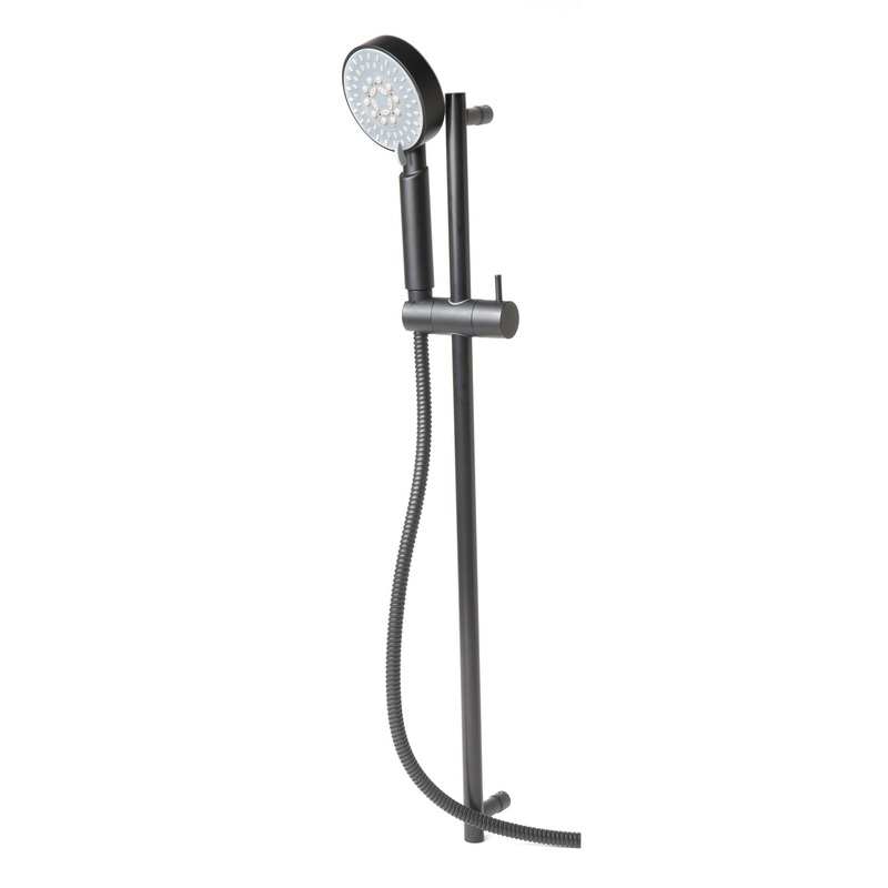 ALFI Brand AB7938-BM Black Matte Wall-Mounted Sliding Rail Hand Held Shower Head Set With Hose