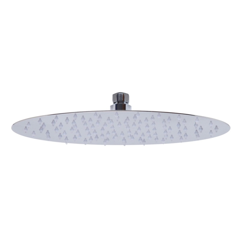 ALFI Brand RAIN128-PSS 12" Oval Polished Solid Stainless Steel Ultra Thin Rain Brass Shower Head