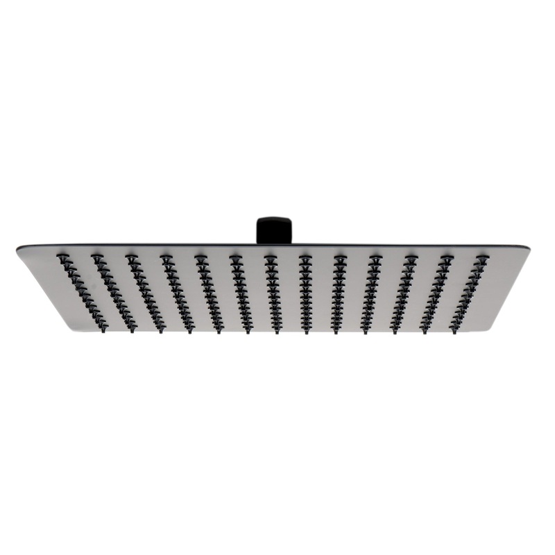 ALFI Brand RAIN12S-BM 12" Square Matte Black Stainless Steel Wall or Ceiling Mounted Ultra Thin Rain Brass Shower Head