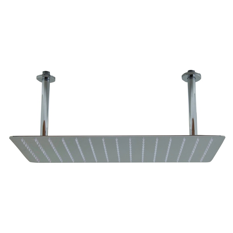ALFI Brand RAIN2012-PSS 20" Rectangle Solid Polished Stainless Steel Wall or Ceiling Mounted Ultra Thin Rain Brass Shower Head