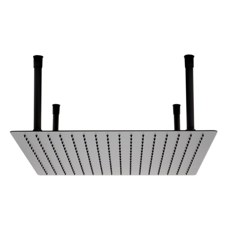 ALFI Brand RAIN20S-BM 20" Square Matte Black Stainless Steel Wall or Ceiling Mounted Ultra Thin Rain Brass Shower Head