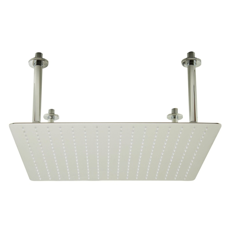 ALFI Brand RAIN20S-BSS 20" Square Solid Brushed Stainless Steel Wall or Ceiling Mounted Ultra Thin Rain Brass Shower Head