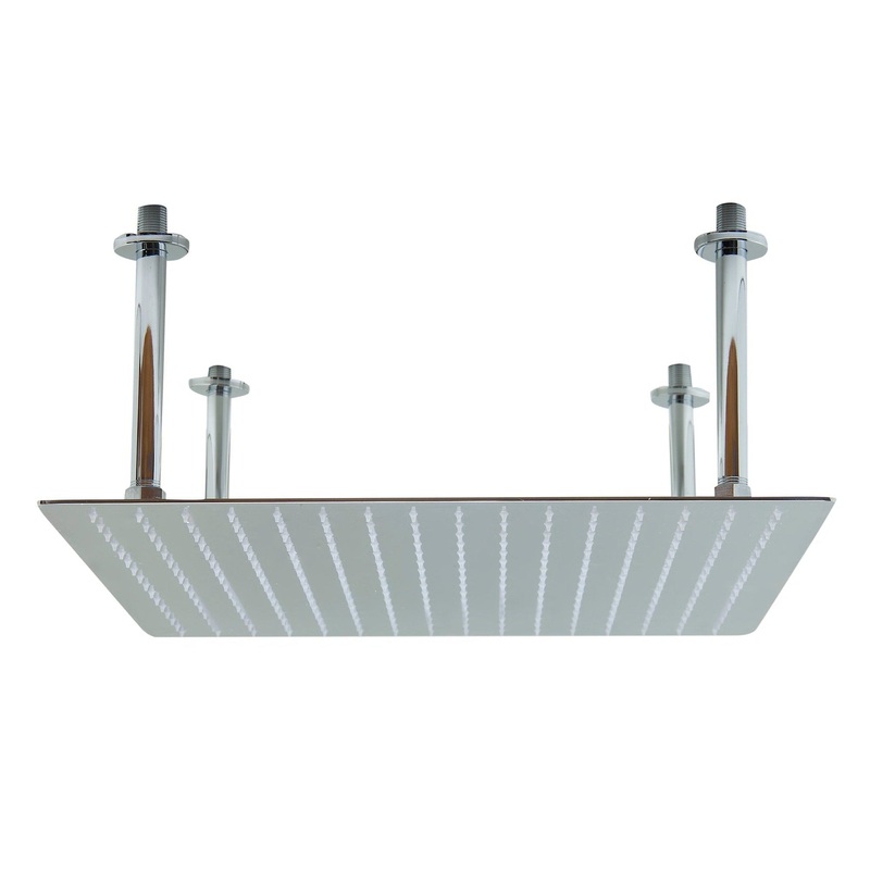 ALFI Brand RAIN20S-PSS 20" Square Solid Polished Stainless Steel Wall or Ceiling Mounted Ultra Thin Rain Brass Shower Head