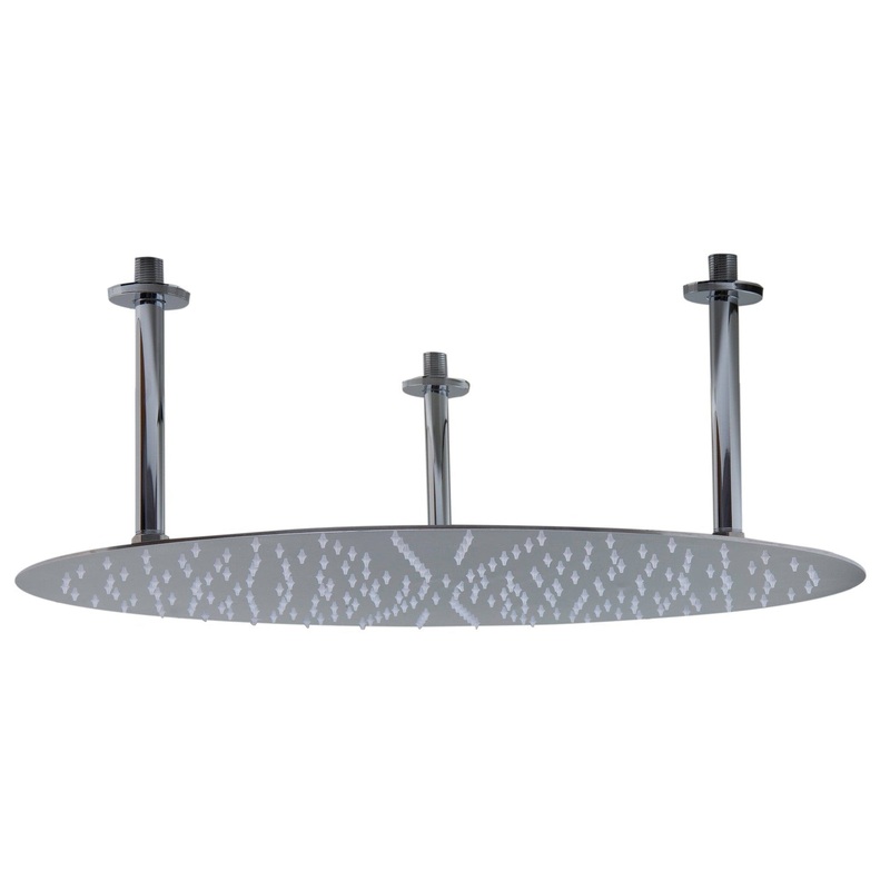 ALFI Brand RAIN24R-PSS 24" Round Solid Polished Stainless Steel Wall or Ceiling Mounted Ultra Thin Rain Brass Shower Head