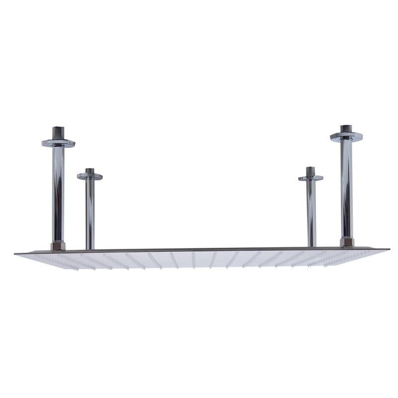 ALFI Brand RAIN24S-BSS 24" Square Solid Brushed Stainless Steel Wall or Ceiling Mounted Ultra Thin Rain Brass Shower Head