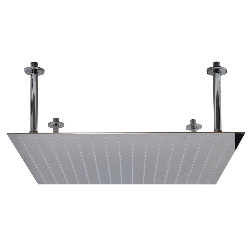ALFI Brand RAIN24S-PSS 24" Square Solid Polished Stainless Steel Wall or Ceiling Mounted Ultra Thin Rain Brass Shower Head