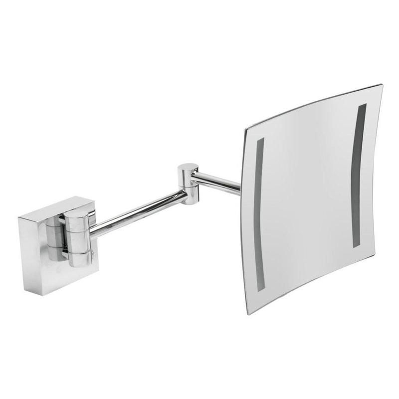 ALFI BrandABM8WLED-PC8" Polished Chrome Wall-Mounted Square 5x Magnifying Cosmetic Mirror With Light
