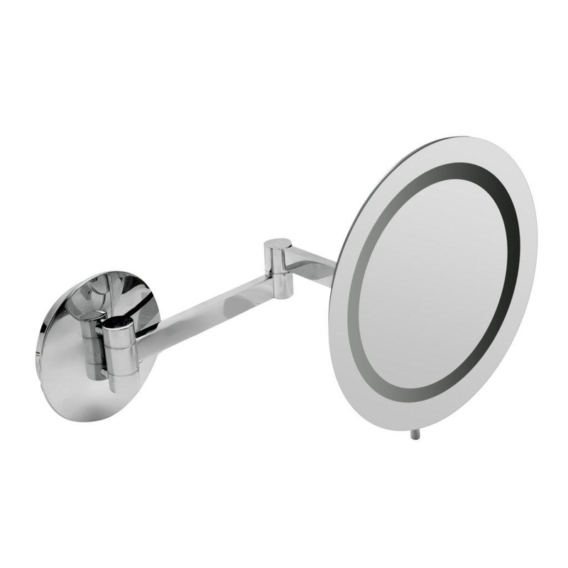 ALFI BrandABM9WLED-PC9" Polished Chrome Wall-Mounted Round 5x Magnifying Cosmetic Mirror With Light