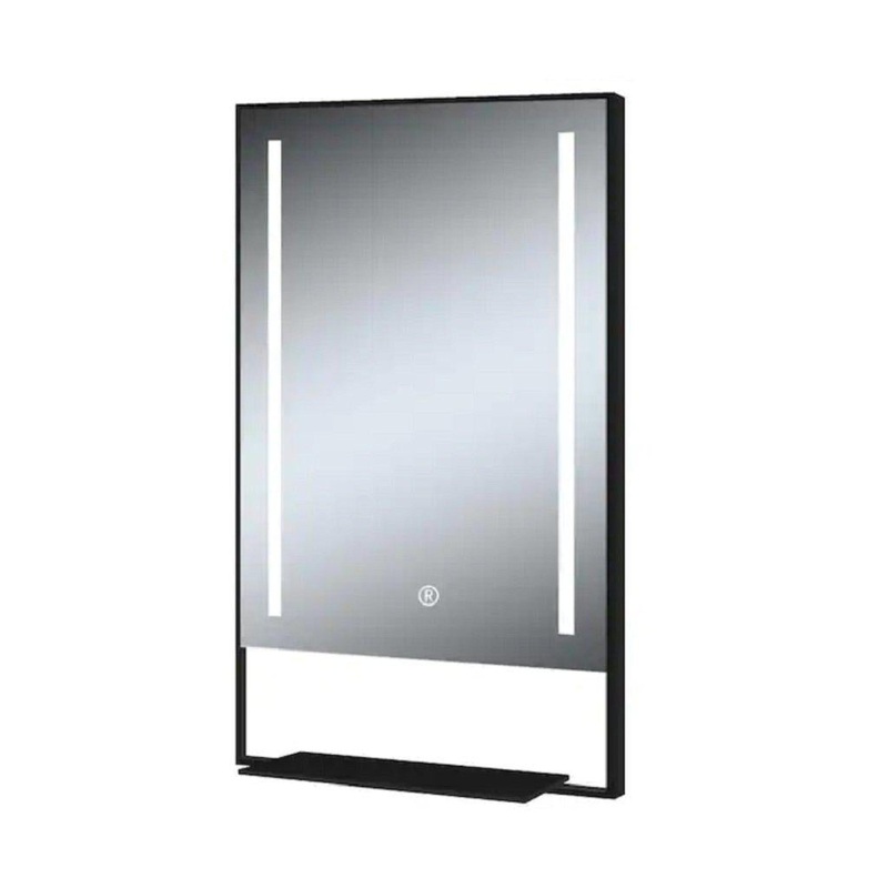 Lighted Impressions Luxe 24" x 32" Rectangular Framed Wall-Mounted LED Mirror With Touch Sensor & Open Shelf