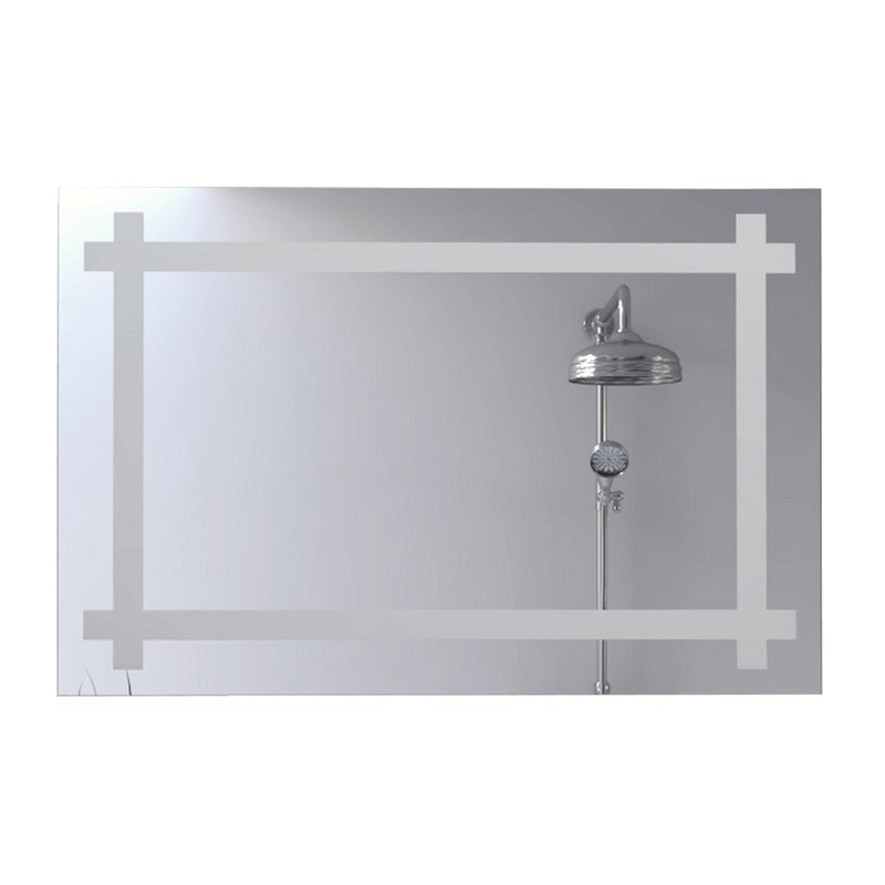 TUHOME Flektar Broni 35" x 24" Frameless Wall-Mounted Mirror With Interior Frosted Frame Design