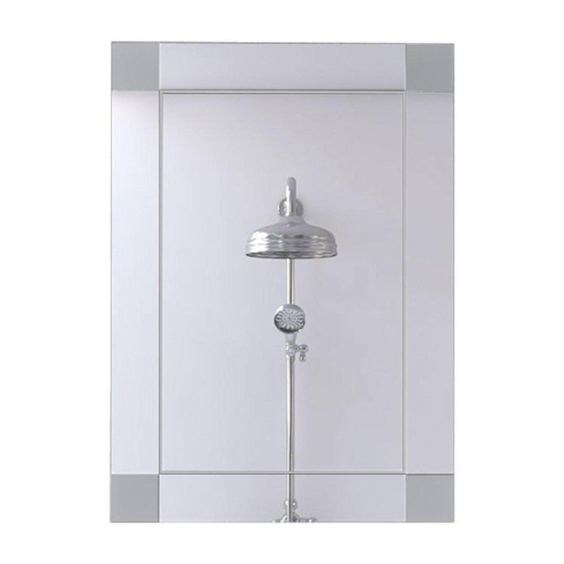 TUHOME Flektar Genova 20" x 28" Rectangular Frameless Wall-Mounted Mirror With Frozen Corners