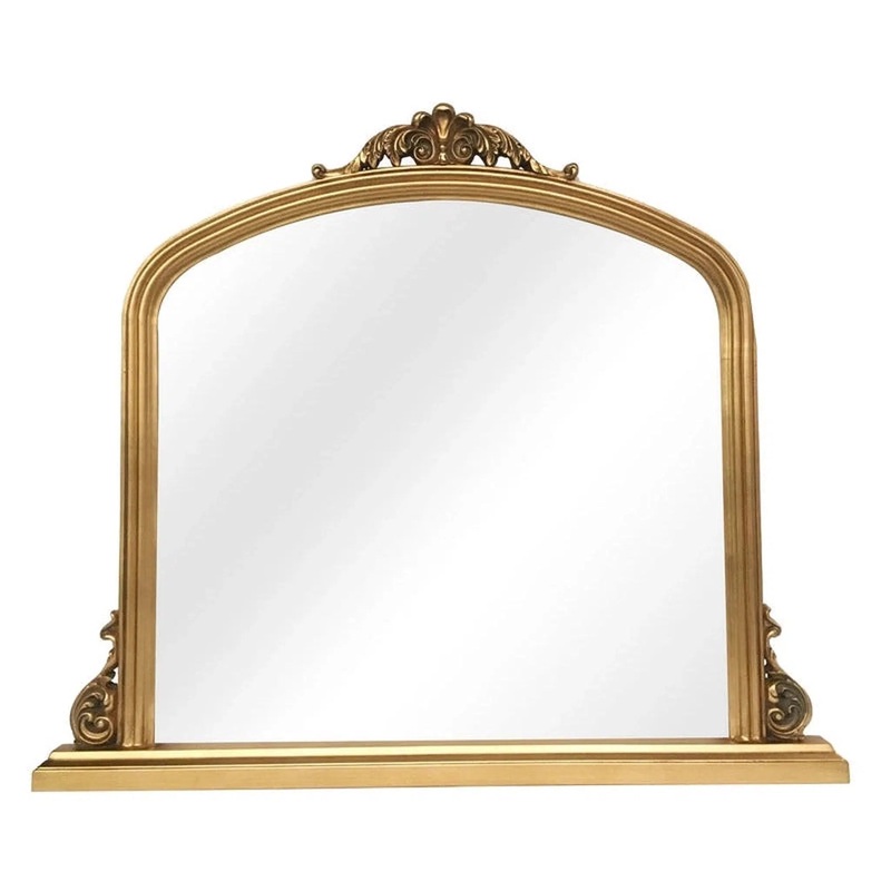SBC Decor Amarone 39" x 44" Wall-Mounted Wood Frame Dresser Mirror In Antique Gold Finish