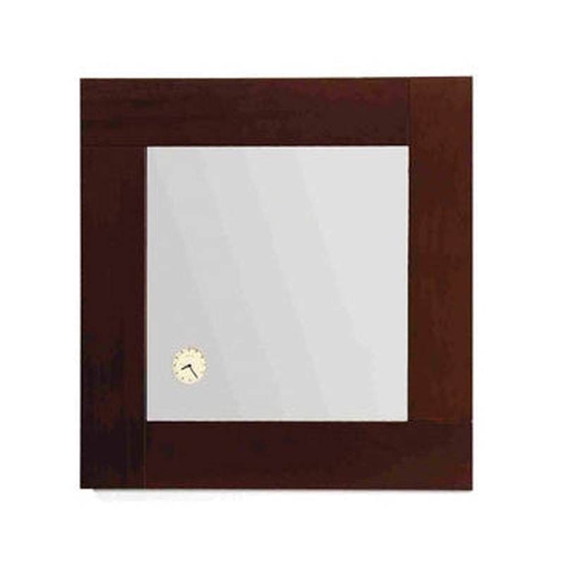 Whitehaus Antonio Miro AMET01 Square Mirror With Iroko Wood Frame and Built-in Clock