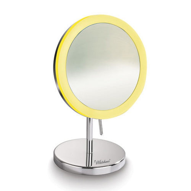 Whitehaus WHMR106-C Polished Chrome Round Freestanding Led 5X Magnified Mirror