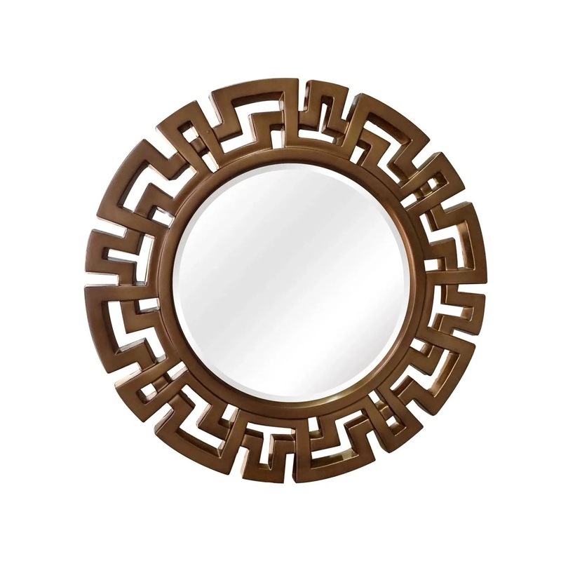 SBC Decor Athena 31" x 31" Wall-Mounted Glass Resin Accent Wall Mirror In Bronze Finish
