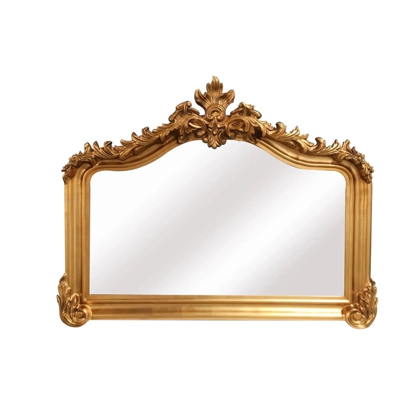SBC Decor Blenheim 41" x 51" Wall-Mounted Wood Frame Dresser Mirror In Antique Gold Finish