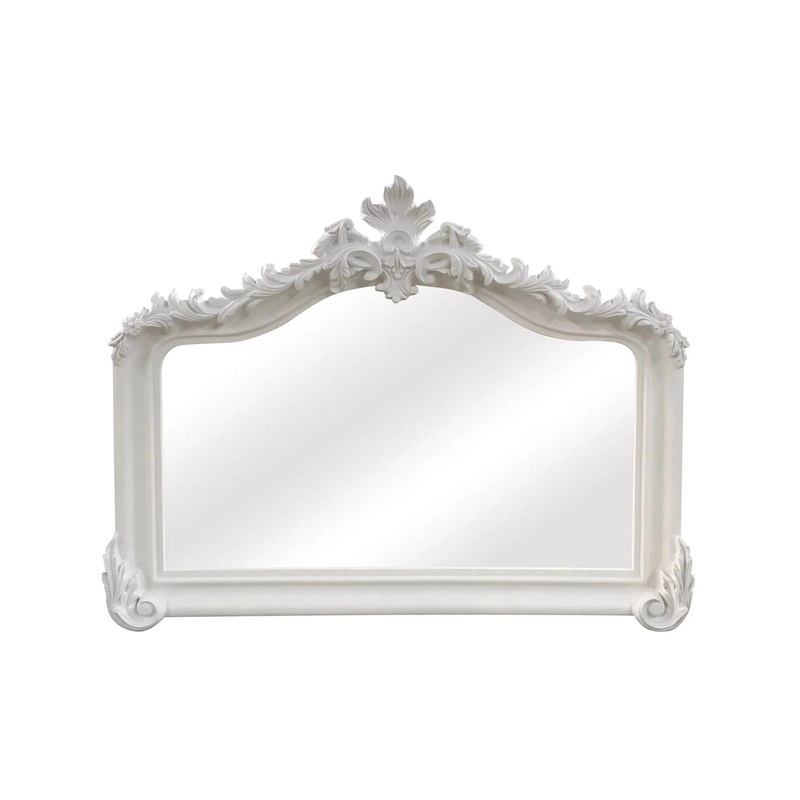 SBC Decor Blenheim 41" x 51" Wall-Mounted Wood Frame Dresser Mirror In Matte White Finish