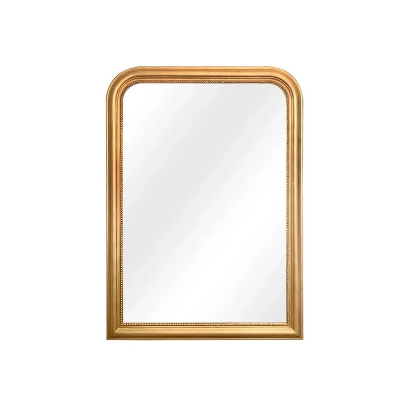 SBC Decor Duparc 42" x 76" Wall-Mounted Arched Wood Frame Accent Mirror In Gold Finish