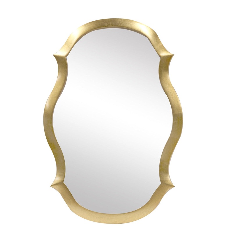 SBC Decor Elegance 20" x 30" Wall-Mounted Wood Frame Dresser Mirror In Brushed Gold Finish