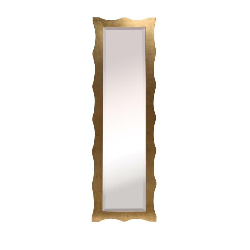 SBC Decor Harmony 19" x 67" Wall-Mounted Full-Length Wood Frame Dresser Mirror In Gold Leaf Finish