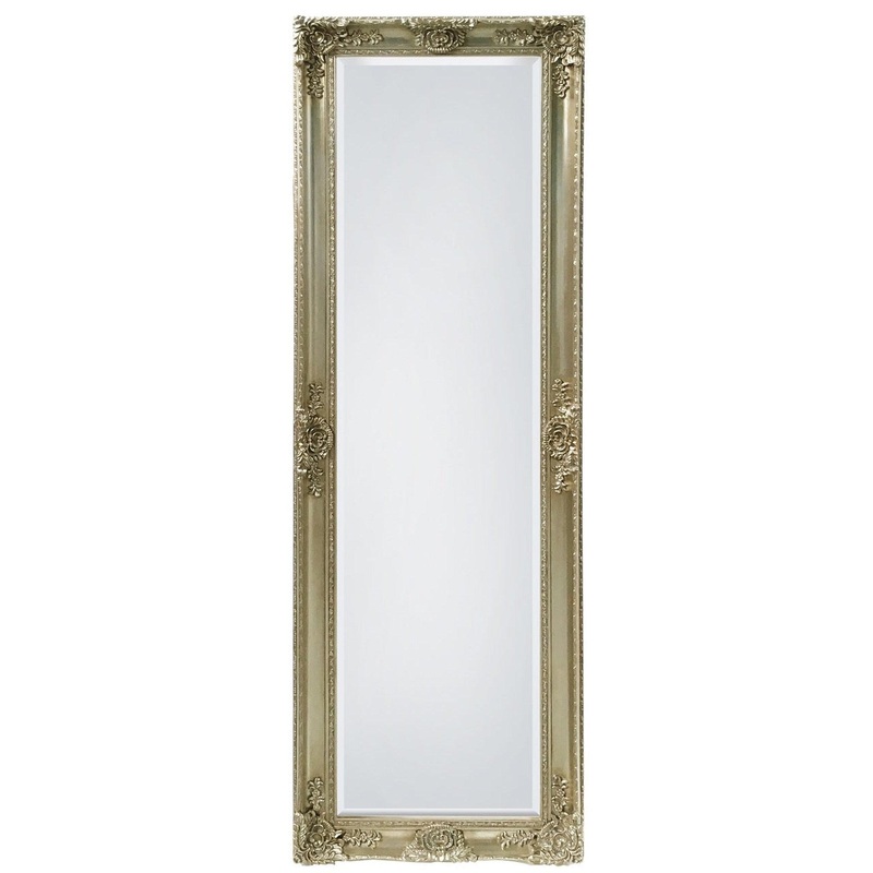 SBC Decor Mayfair Belle 19" x 60" Wall-Mounted Full Length Wood Frame Dresser Mirror In Champagne Gold Finish