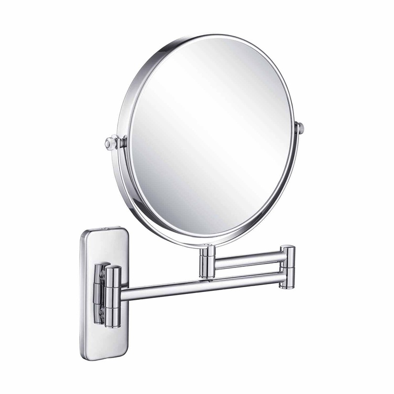 KIBI Circular Brass Bathroom Magnifying Makeup Shaving Mirror in Chrome Frame Finish