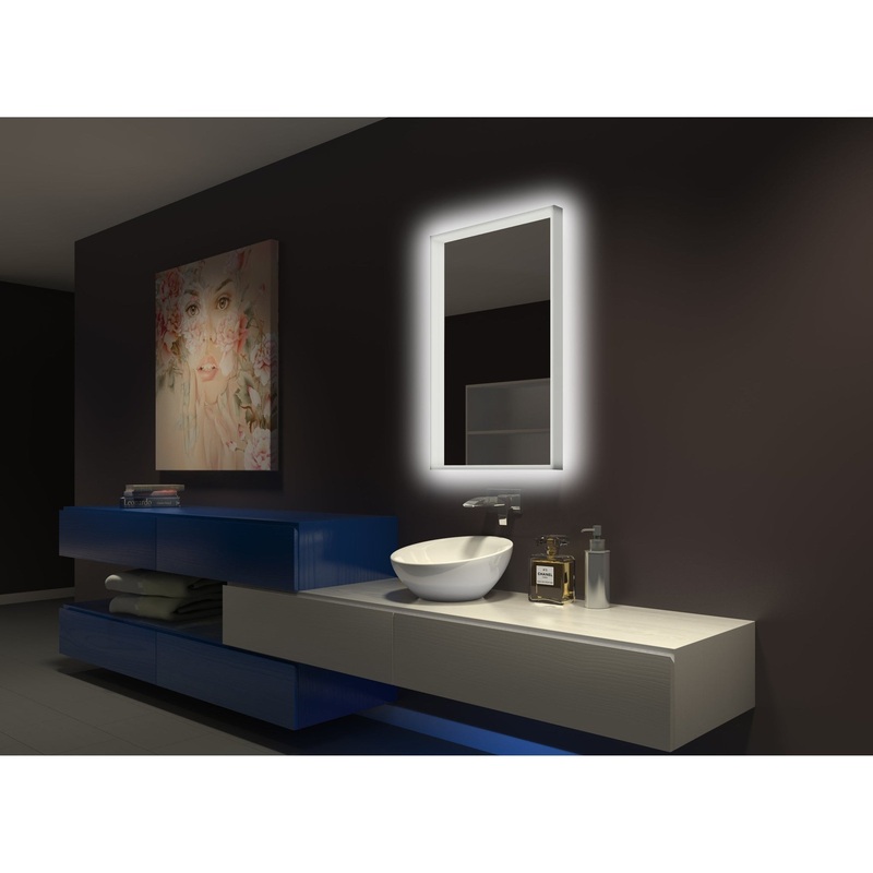 Paris Mirror Acrylic 24" x 36" Dual-Lighted Illuminated Super Bright Dimmable Wall-Mounted 3000K LED Mirror With Embossed Acrylic 3D Frosted Frame