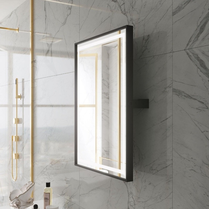 Paris Mirror Flex 24" x 32" Front-Lit Illuminated Super Bright Dimmable Wall-Mounted 3000K LED Mirror With Black Adjustable Tilted Frame