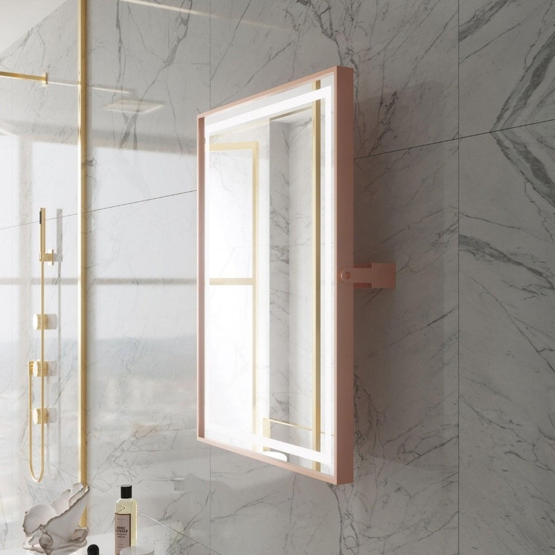 Paris Mirror Flex 24" x 32" Front-Lit Illuminated Super Bright Dimmable Wall-Mounted 3000K LED Mirror With Rose Gold Adjustable Tilted Frame